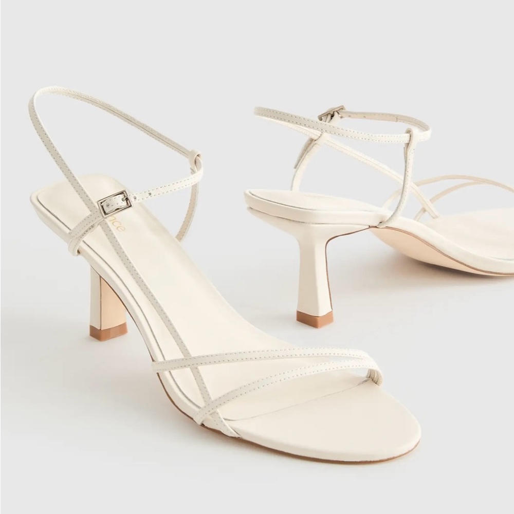 Quince Italian Leather 70mm Strappy Heel in Bone - Picture 2 of 7